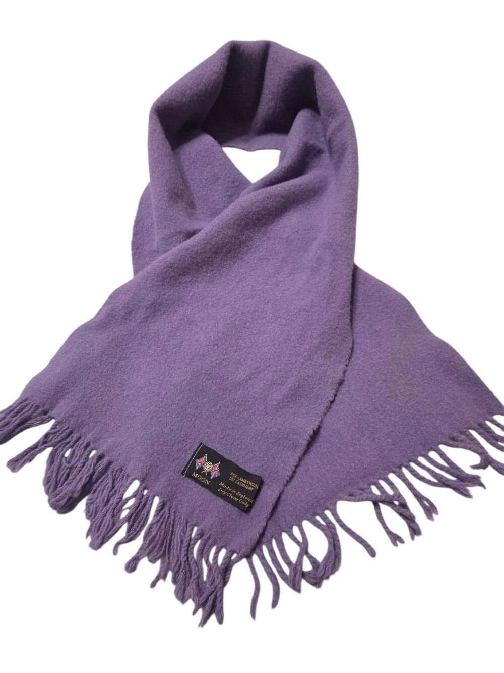 Vintage Moon Winter Scarf Lambswool Cashmere Blend Purple Made In England B33.1